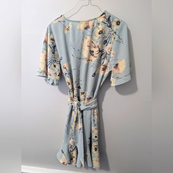 Dex Baby Blue Floral Wrap Dress - Picture 3 of 10